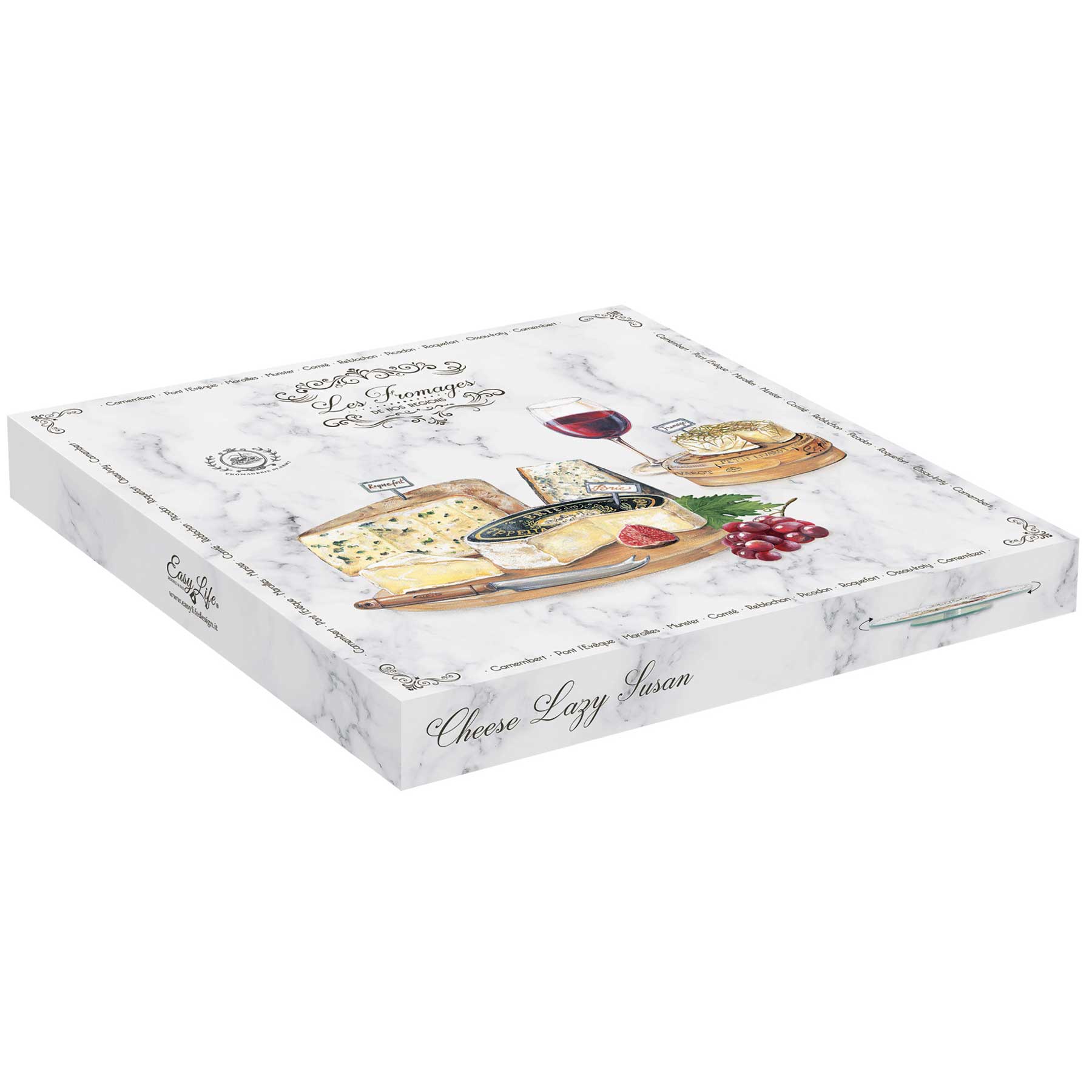 Sajtvágó Forgó sajtkínáló üvegtál Les Fromages