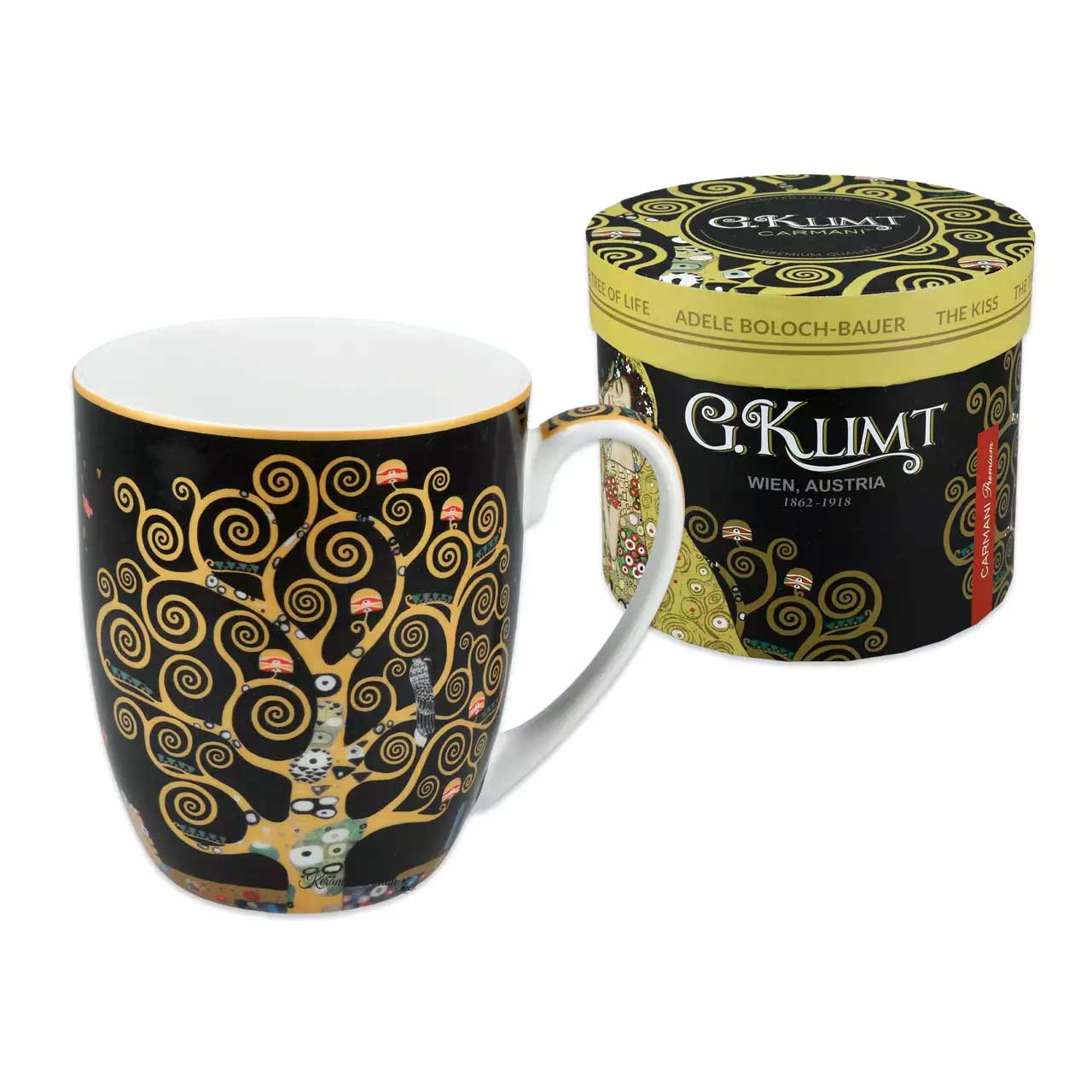 Bögre, csésze Gustav Klimt Életfa porcelán bögre díszdobozban 400 ml