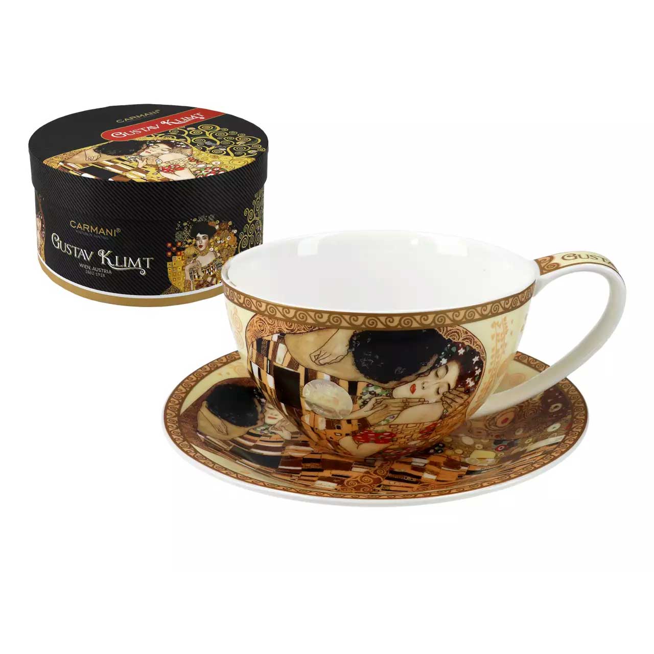 Bögre, csésze Gustav Klimt porcelán teás csésze A Csók díszdobozban