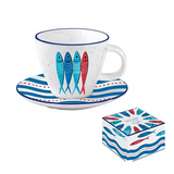 Bögre, csésze Halmintás Porcelán teás csésze aljjal Sardine's Party SARD