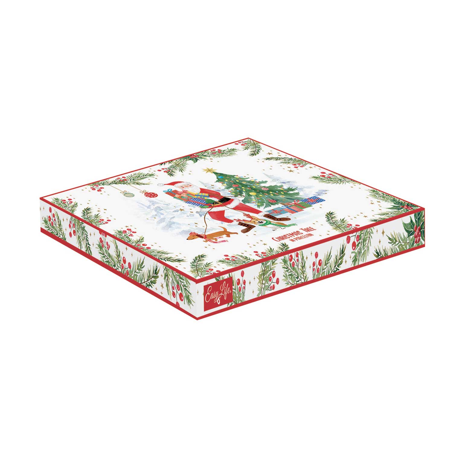 Tálca Joyful Santa karácsonyi Porcelán fenyőfa alakú kínáló tálca