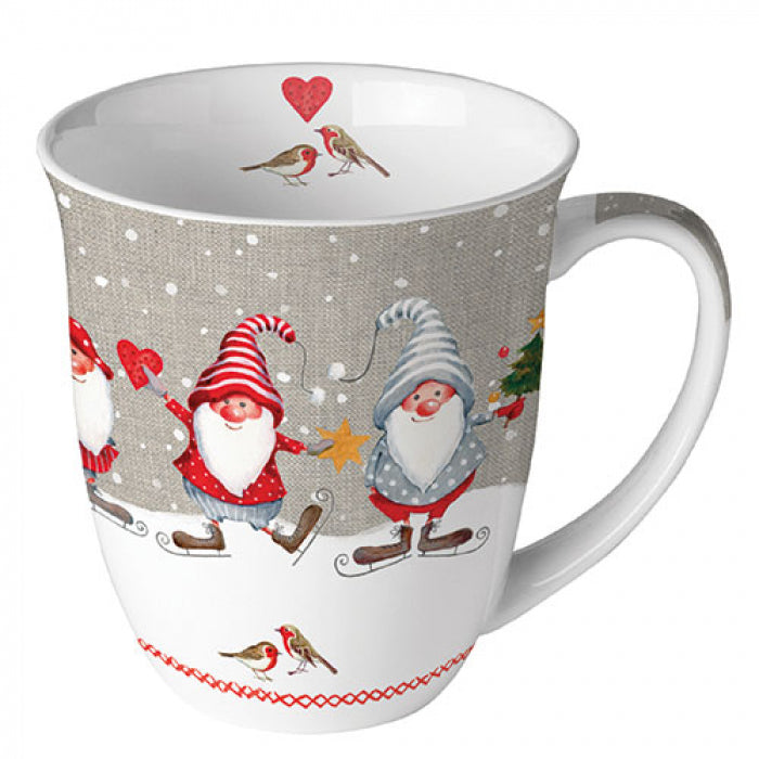 Bögre, csésze Karácsonyi bögre porcelán manókkal Skating Dwarfs