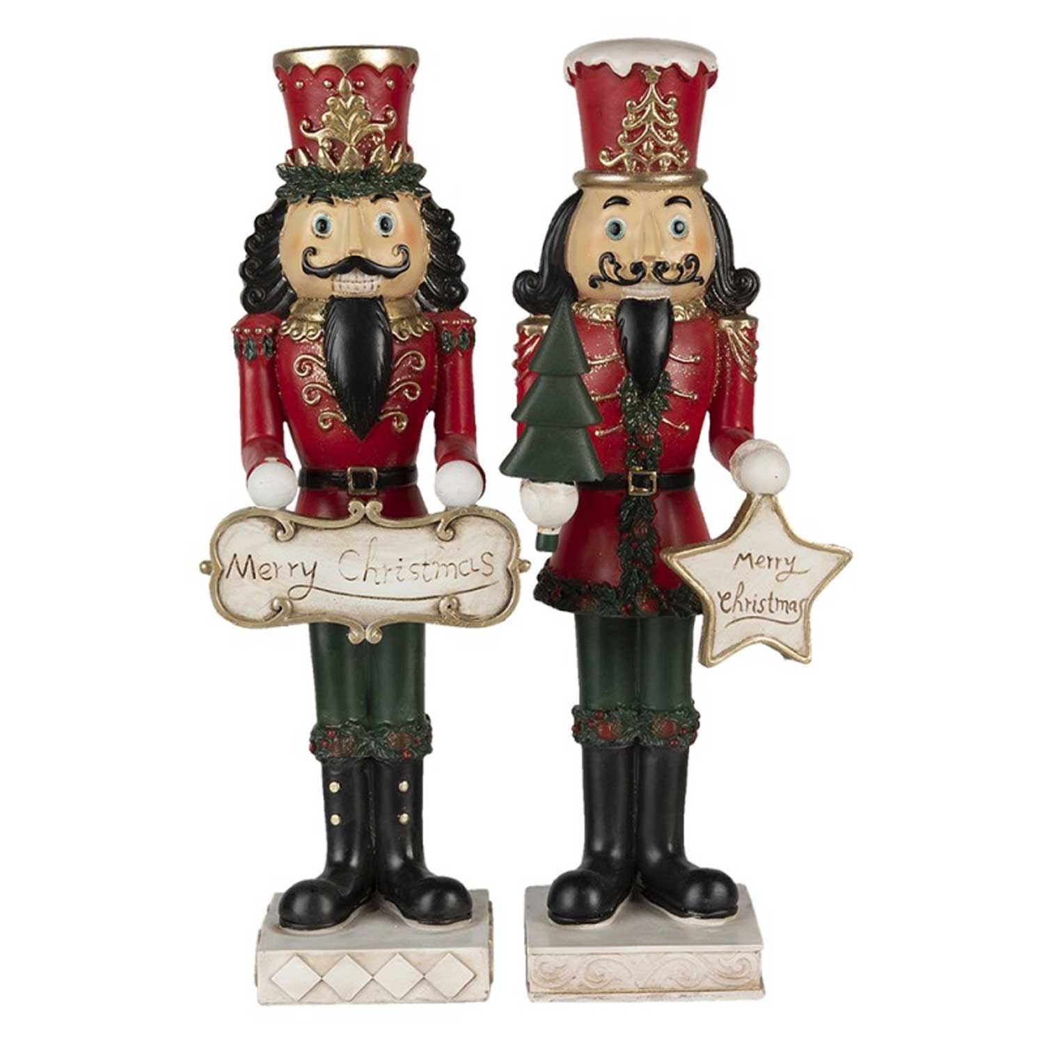 Karácsonyi dekoráció Karácsonyi Diótörő figura szett Merry Christmas táblával 35 cm