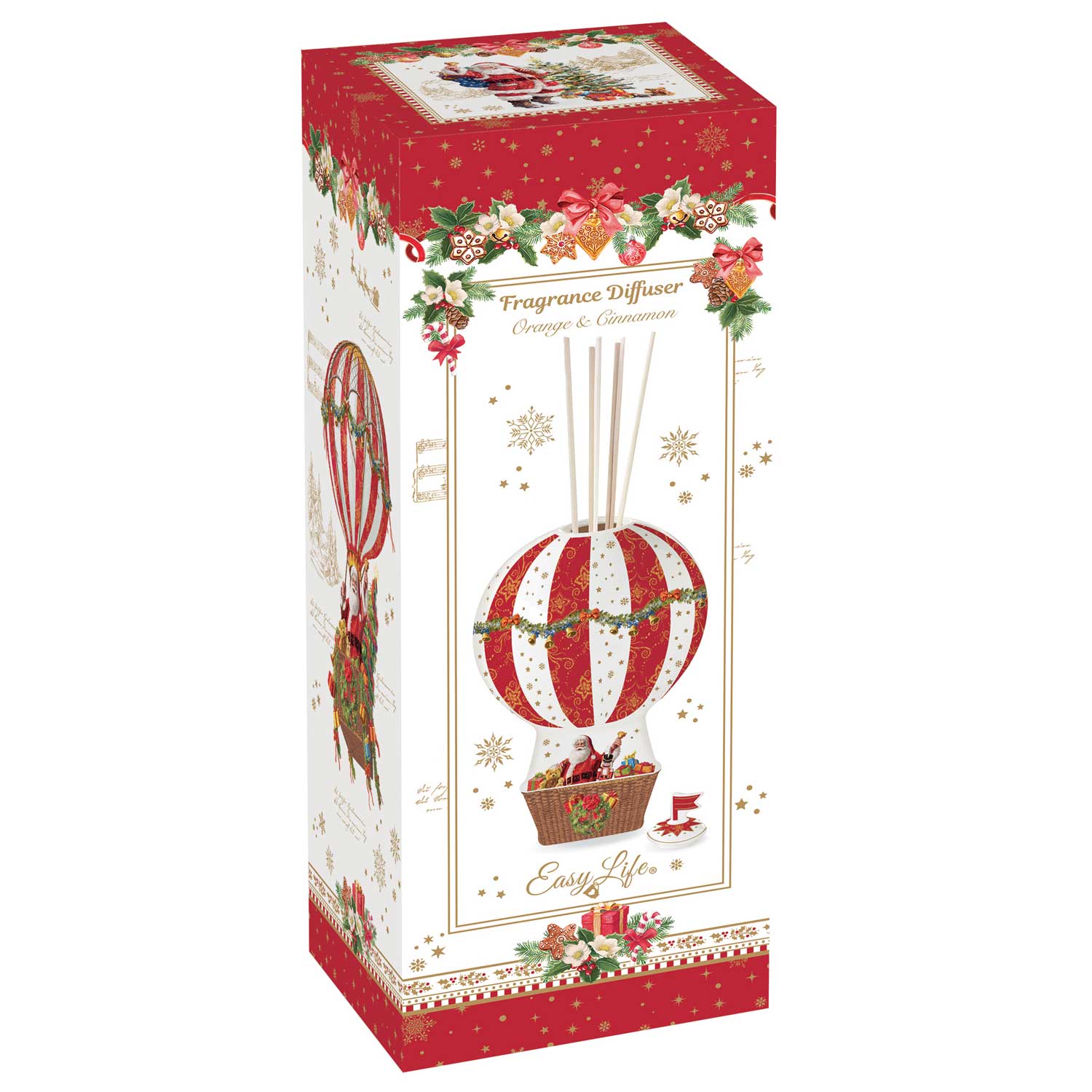Levegőillatosító Karácsonyi hőlégballon Illatosító rattan pálcával narancs fahéj Christmas Memories