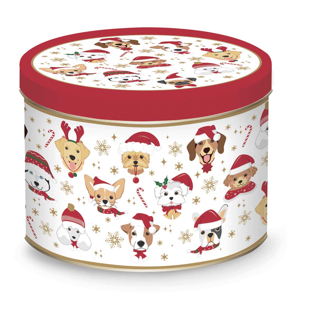 Bögre, csésze Karácsonyi kutyás porcelán bögre fém díszdobozban