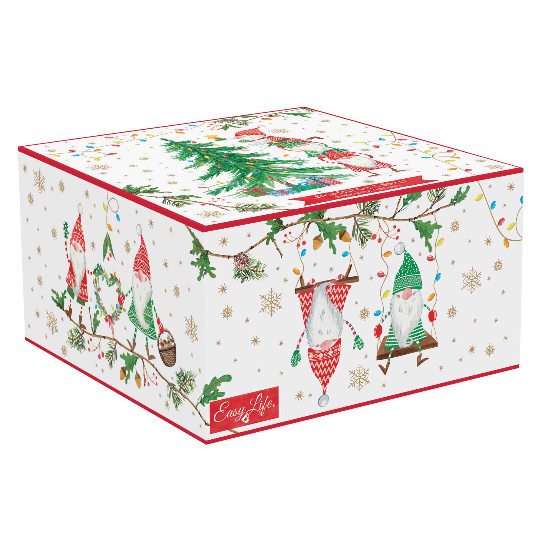 Bögre, csésze Karácsonyi manó porcelán reggeliző csésze aljjal Ready for Christmas