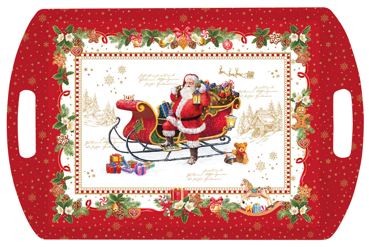 Tálca Karácsonyi műanyag kínáló tálca 52x35 cm Christmas Memories
