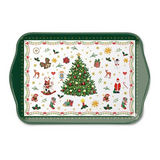 Tálca Karácsonyi műanyag kis tálca Christmas Evergreen white