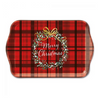 Tálca Karácsonyi műanyag kistálca Christmas Plaid Red