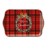 Tálca Karácsonyi műanyag kistálca Christmas Plaid Red