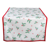 Asztali futó Karácsonyi pamut szarvasos, magyal mintás asztali futó, 50x140 cm Holly Christmas