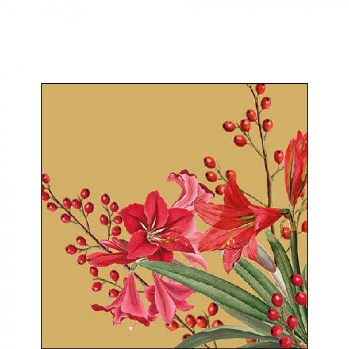 Szalvéta Karácsonyi papírszalvéta 25x25 cm Christmas Bouquet Gold