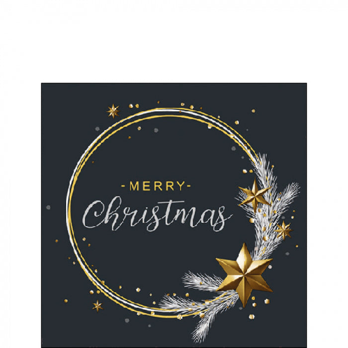 Szalvéta Karácsonyi papírszalvéta 25x25 cm Wish Ring Black