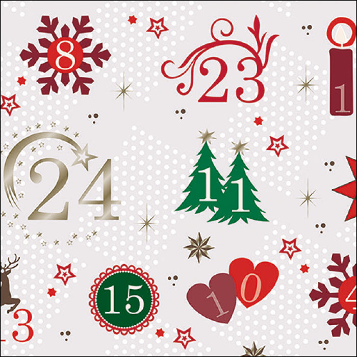 Szalvéta Karácsonyi papírszalvéta 33x33 cm Advent Calendar