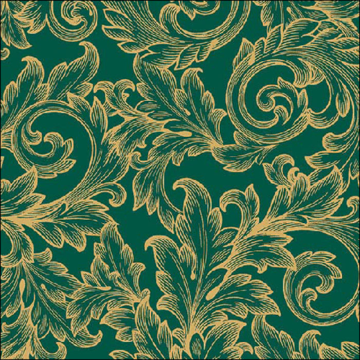 Szalvéta Karácsonyi papírszalvéta 33x33 cm Baroque Gold Green