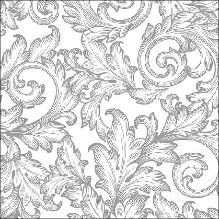Szalvéta Karácsonyi papírszalvéta 33x33 cm Baroque Silver White