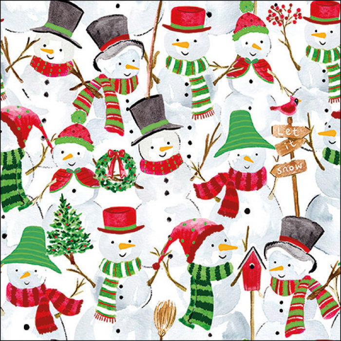 Szalvéta Karácsonyi papírszalvéta 33x33 cm Snowman Party