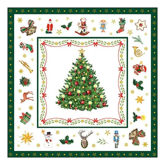 Szalvéta Karácsonyi papírszalvéta Christmas Evergreen white