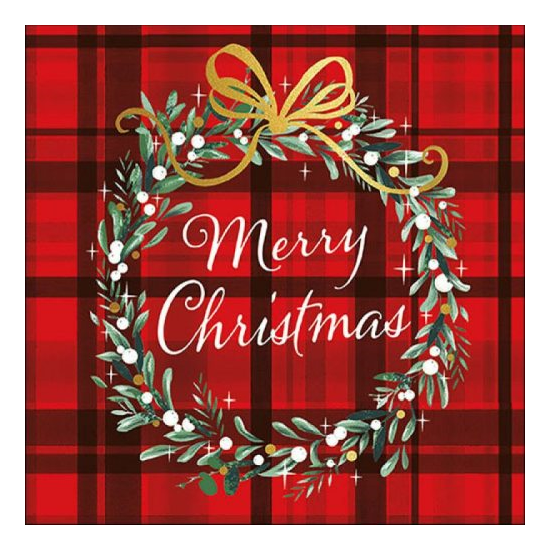 Szalvéta Karácsonyi papírszalvéta Christmas Plaid Red