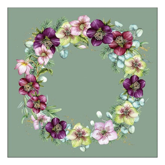 Szalvéta Karácsonyi papírszalvéta Christmas Rose Green