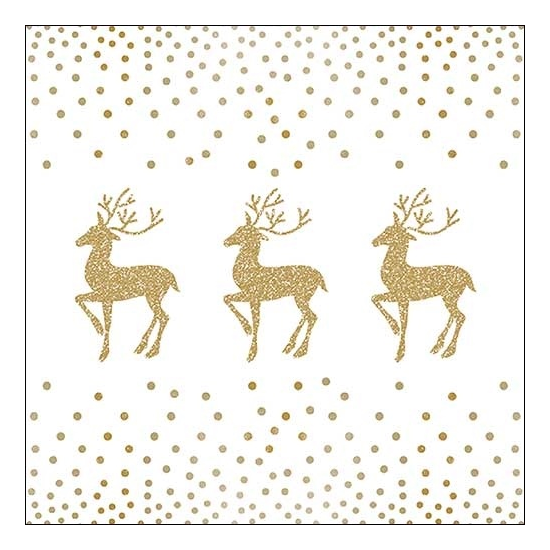 Szalvéta Karácsonyi papírszalvéta Deer And Dots White/Gold