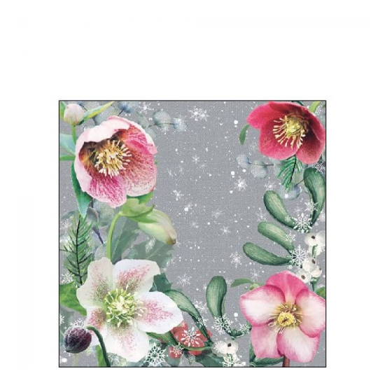 Szalvéta Karácsonyi papírszalvéta Helleborus Orientalis Grey