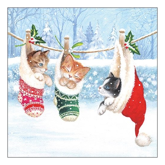 Szalvéta Karácsonyi papírszalvéta Kitten Winterland