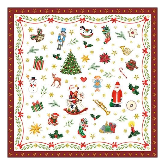 Szalvéta Karácsonyi papírszalvéta Ornaments All Over red