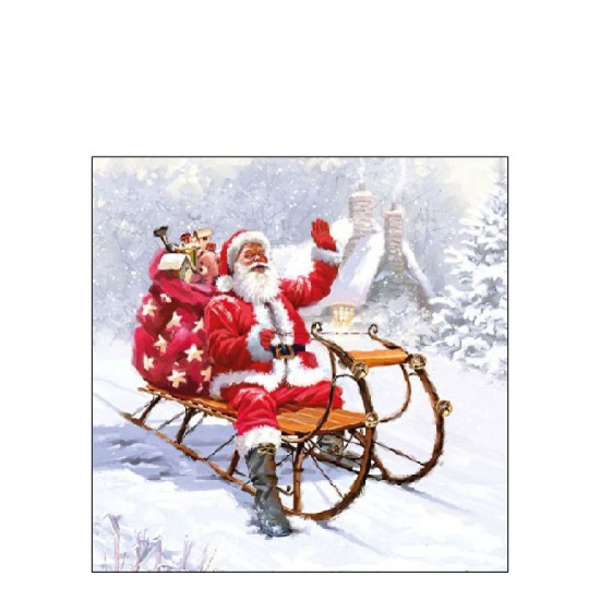 Szalvéta Karácsonyi papírszalvéta Santa On Sledge