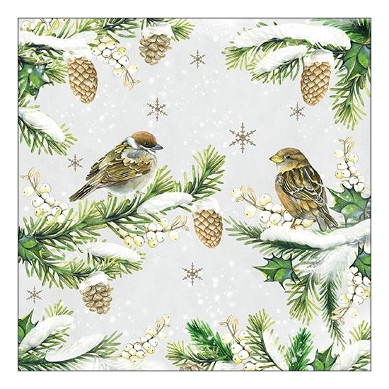 Szalvéta Karácsonyi papírszalvéta Sparrows in Snow