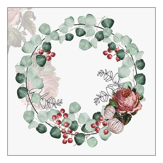 Szalvéta Karácsonyi papírszalvéta Wreath of Eucalyptus grey