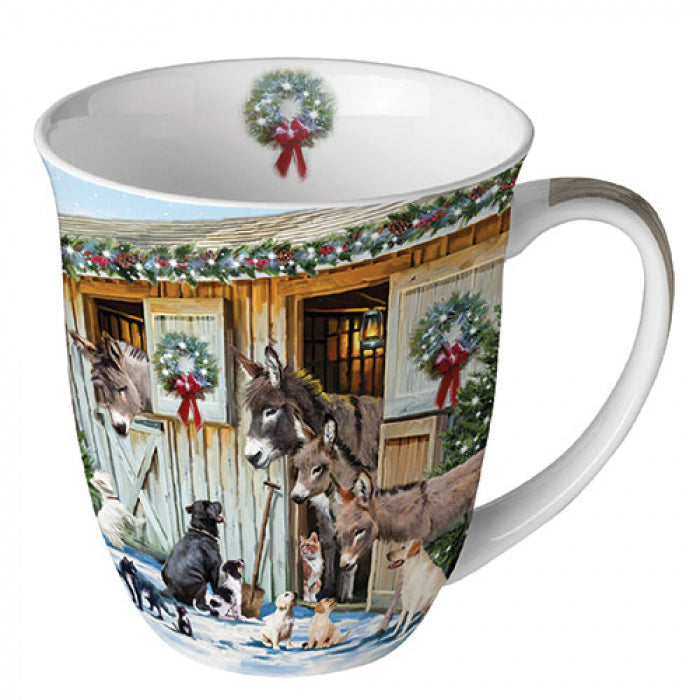Tálca Karácsonyi porcelán bögre Animal Friends 400 ml