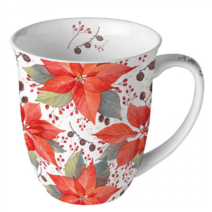 Bögre Karácsonyi porcelán bögre mikulásvirág 400 ml