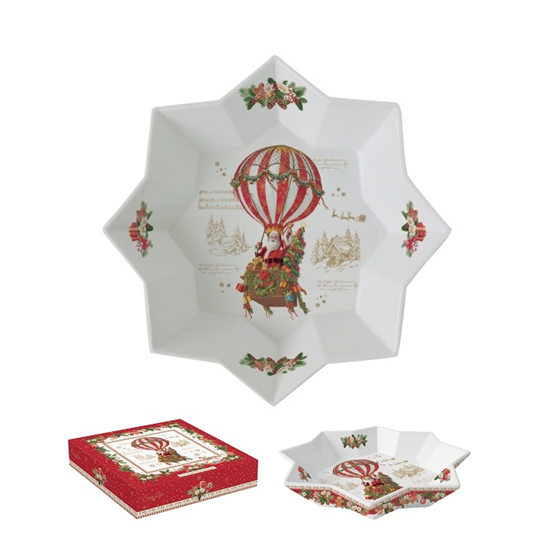 Tálca Karácsonyi porcelán csillag tál Christmas Memories