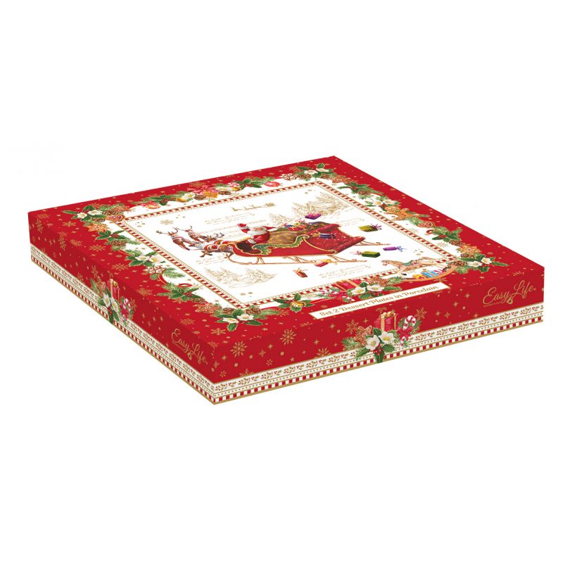 Tányér, étkészlet Karácsonyi porcelán desszertes tányér 2 db-os szett Christmas Memories
