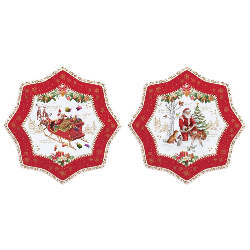 Tányér, étkészlet Karácsonyi porcelán desszertes tányér 2 db-os szett Christmas Memories