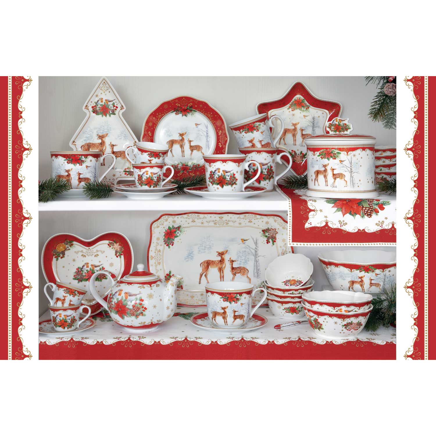Tányér, étkészlet Karácsonyi porcelán desszertes tányér Christmas Melody