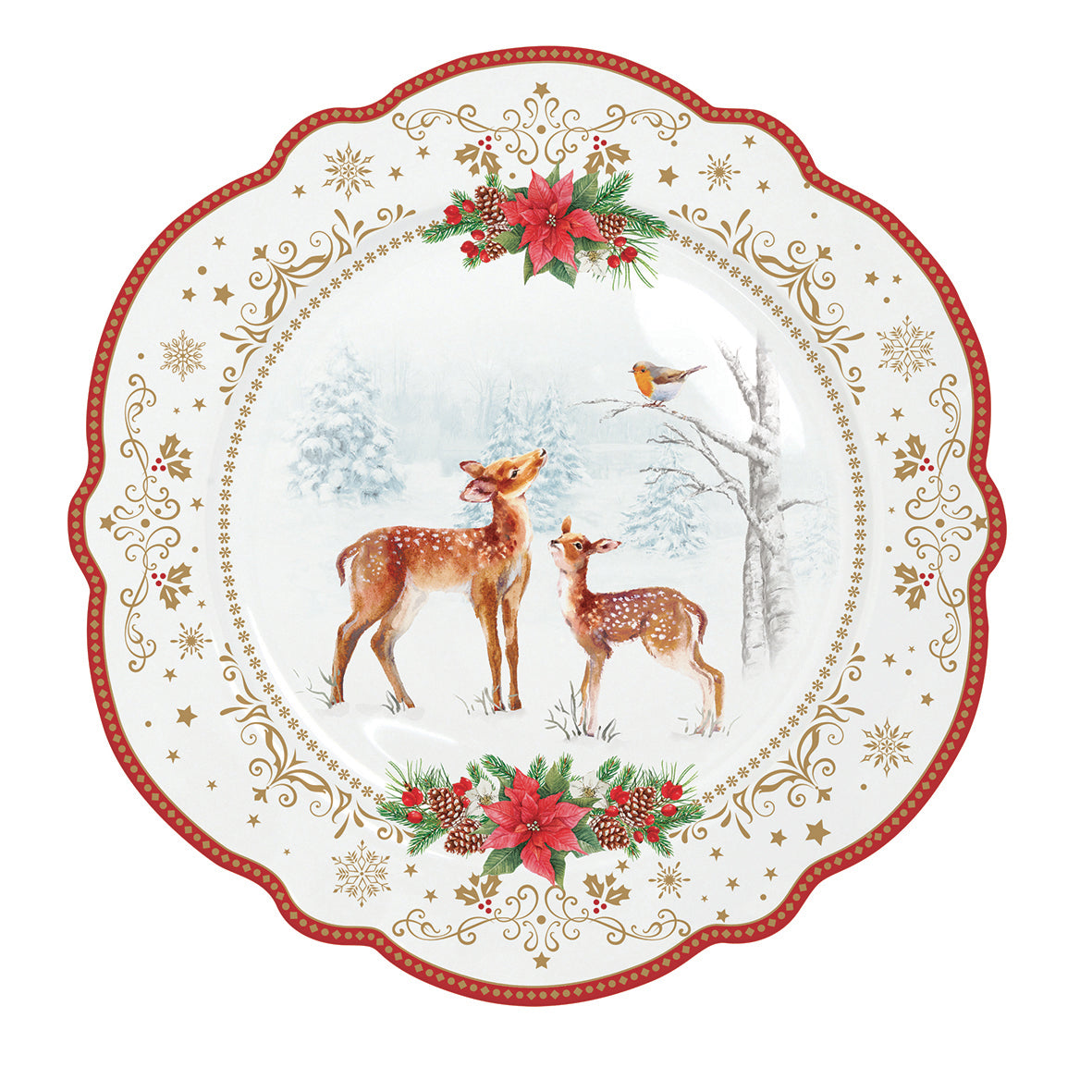 Tányér, étkészlet Karácsonyi porcelán desszertes tányér Christmas Melody
