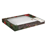 Tányér, étkészlet Karácsonyi porcelán fehér kínáló tálca hosszúkás domború mintás Holly Berries