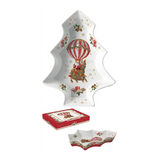 Tál Karácsonyi porcelán fenyőfa alakú kínáló tál hőlégballon díszdobozban - Christmas Memories
