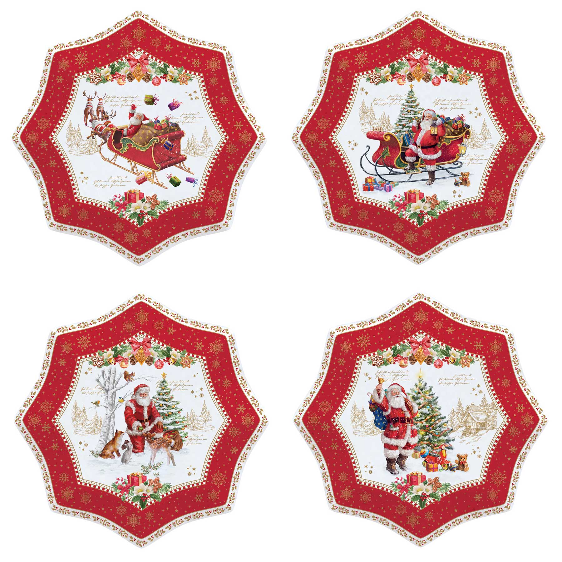 Tányér, étkészlet Karácsonyi porcelán kicsi desszertes tányér 4 db-os szett Christmas Memories