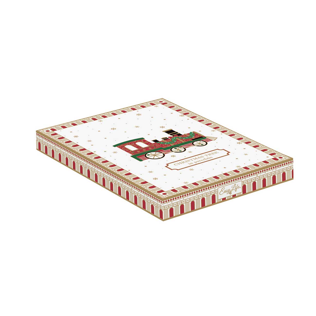 Tálka Karácsonyi porcelán kisvonatos fenyőfa alakú tálca Polar Express