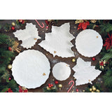Tányér, étkészlet Karácsonyi porcelán levél alakú tányér fehér domború Holly Berries