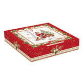 Kínáló tál Karácsonyi porcelán süteményes állvány 2 emeletes díszdobozban Christmas Memories