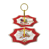 Kínáló tál Karácsonyi porcelán süteményes állvány 2 emeletes díszdobozban Christmas Memories