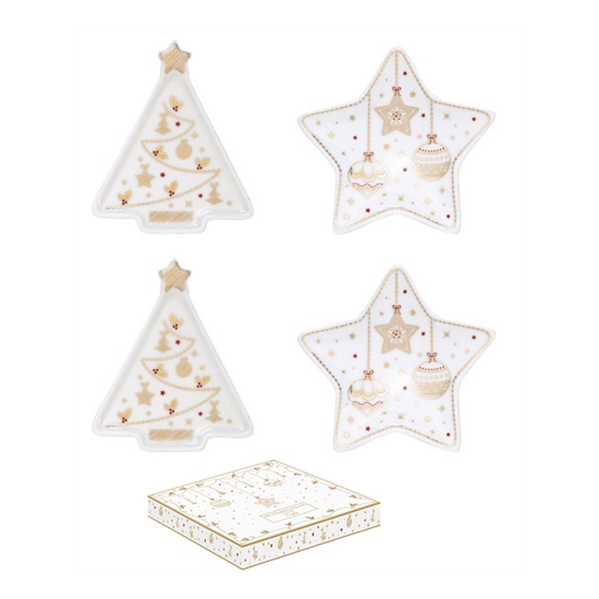 Tálca Karácsonyi porcelán teafilter tartó 4 db szett Christmas Delight