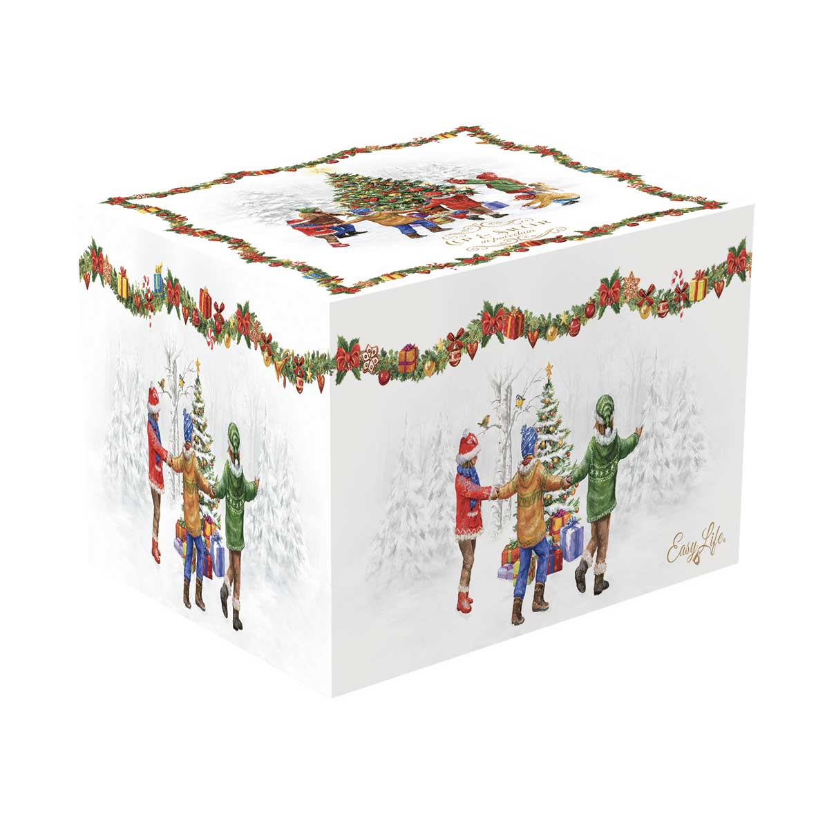 Bögre, csésze Karácsonyi porcelán teás csésze aljjal díszdobozban Christmas Round Dance