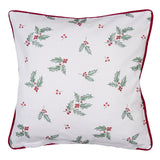 Díszpárna huzat Karácsonyi szarvasos, magyal mintás pamut párnahuzat 40x40cm Holly Christmas