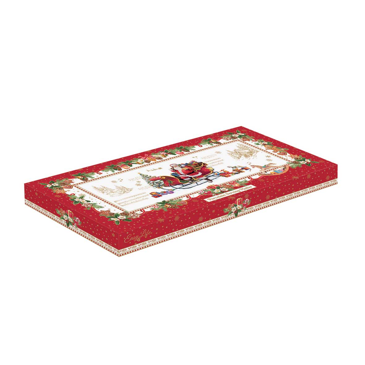 Kínáló tál Karácsonyi télapós porcelán tálca díszdobozban Christmas Memories