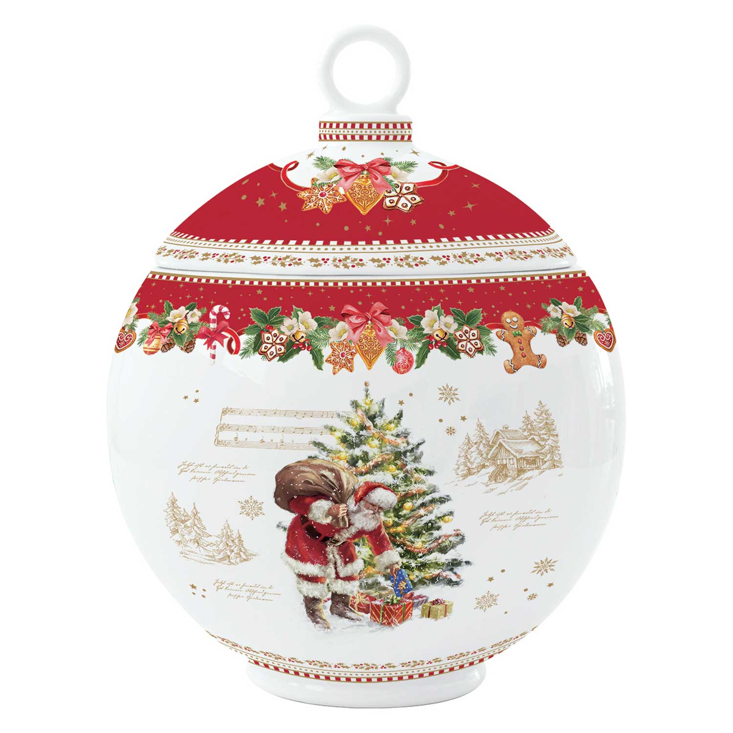 Tárolódoboz Karácsonyi télapós porcelán tároló doboz gömb díszdobozban Christmas Memories